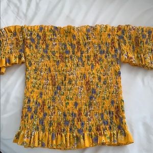 Off The Shoulder Floral Ruched Top